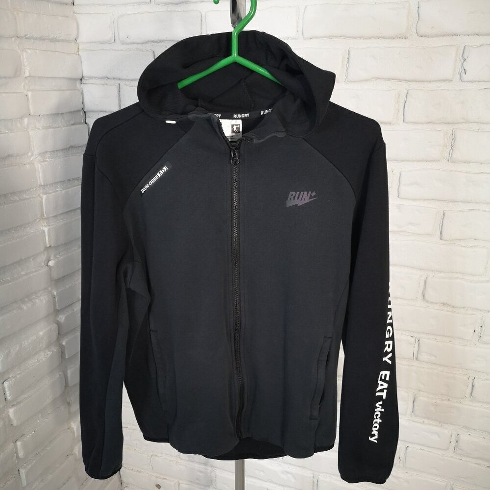 Rungry Ladies Size Medium Black Full Zip Drawstring Hoodie